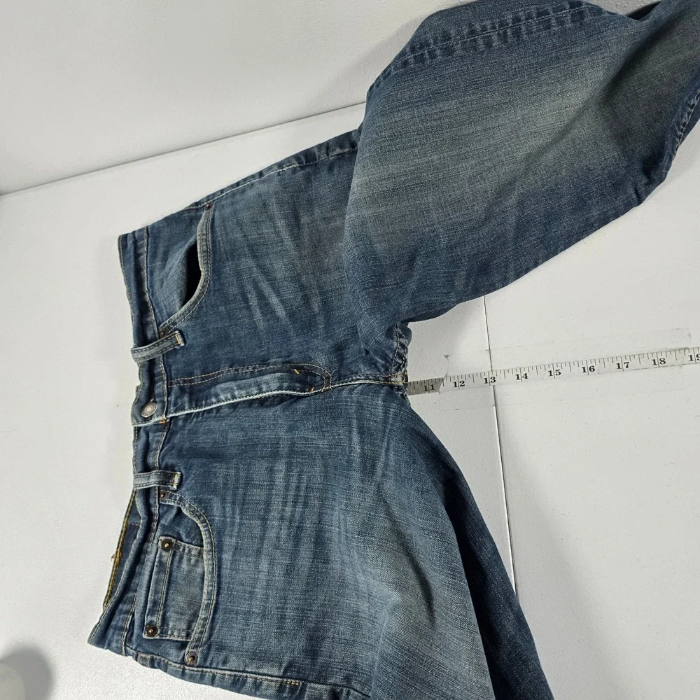 Levis 502 Regular Taper Mens Blue Jeans Medium Wash Stretch 33x34 14376